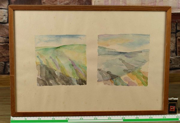 unleserlich signiert Eli 1983 Aquarell älter Landschaft abstrakt Komposition