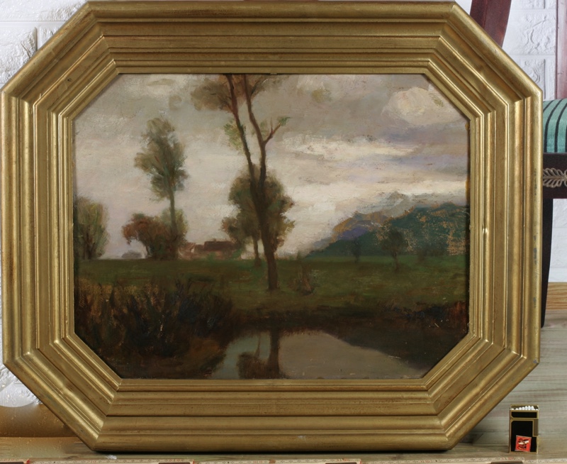 Emaunel Schaltegger Ölgemälde antik beidseitig Impressionist