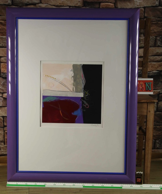 Eric Waugh * 1963 Gemälde Komposition abstrakt aus Bankensammlung Rahmen 90x67cm