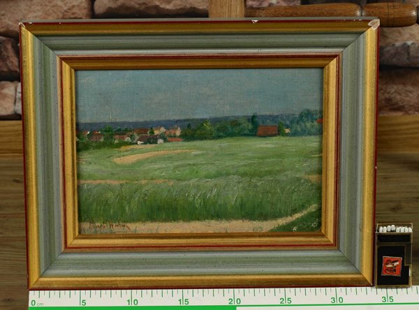 Ernst Hardt 1869-1917 Ölgemälde Landschaft Dorf Wiese Impressionist 1910
