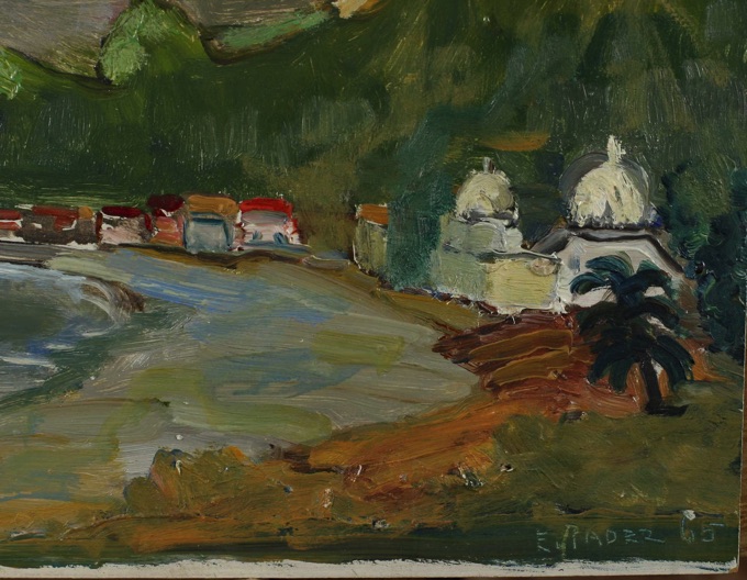 Ernst Pader Ölgemälde 1965 Strand Meer Moschee 20