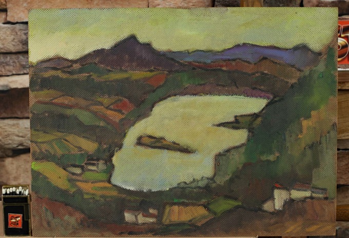 Ernst Pader 1915-1978 älteres Ölgemälde Donau bei Visegrad 1978 Ungarn Visegrád