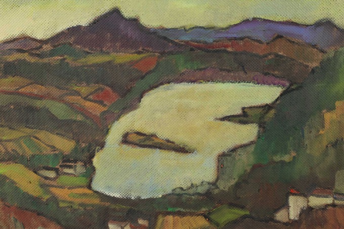 Ernst Pader Ölgemälde 1978 Donau Visegrad