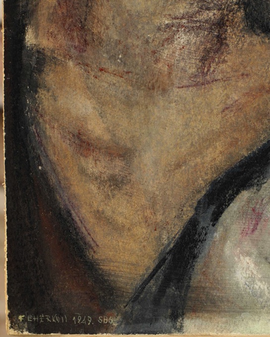 Feher Gouache 1949 Portrait expressiv