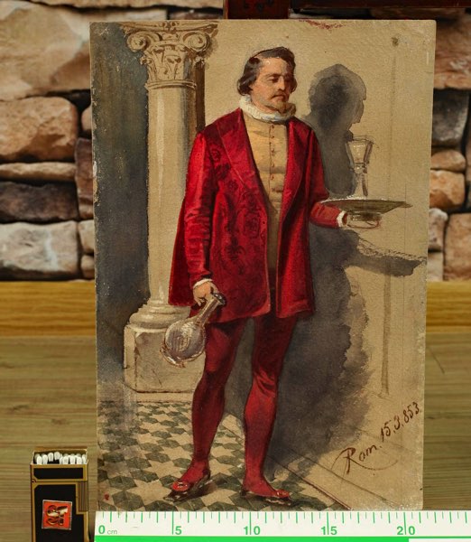 Zuschreibung Franz Pitner 1826-1892 Aquarell von 1853 antik Portrait Butler Rom