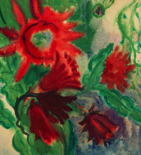 Gerhard Mayer Aquarell 1959 Blumen Stillleben