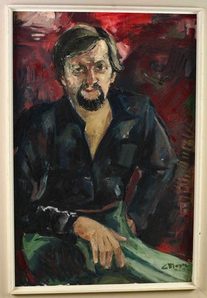 Gerhard Mayer 1911-1999 Ölgemälde von 1978 Portrait Sohn Helmut Andreas Biberach