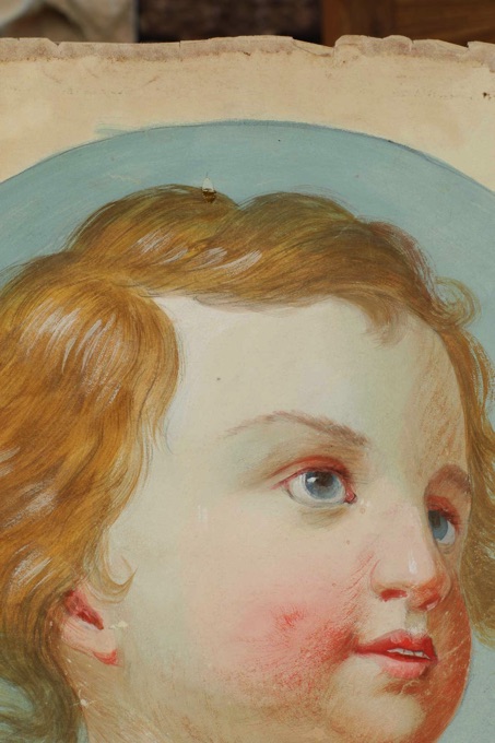Gouache Malerei antik Portrait Mädchen Engel