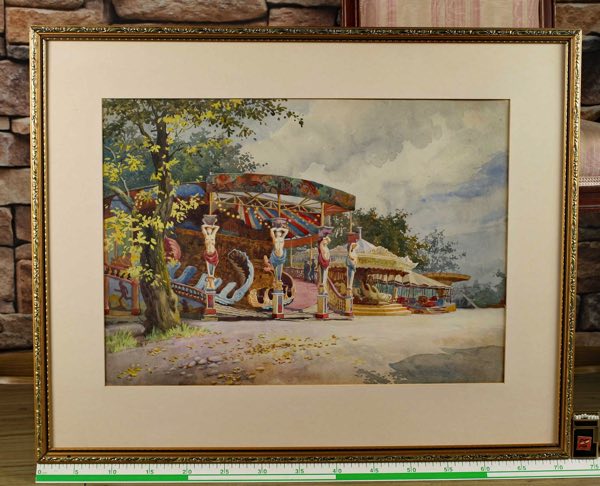 Grace Digby Zuschreibung Aquarell Jahrmarkt Karussell
