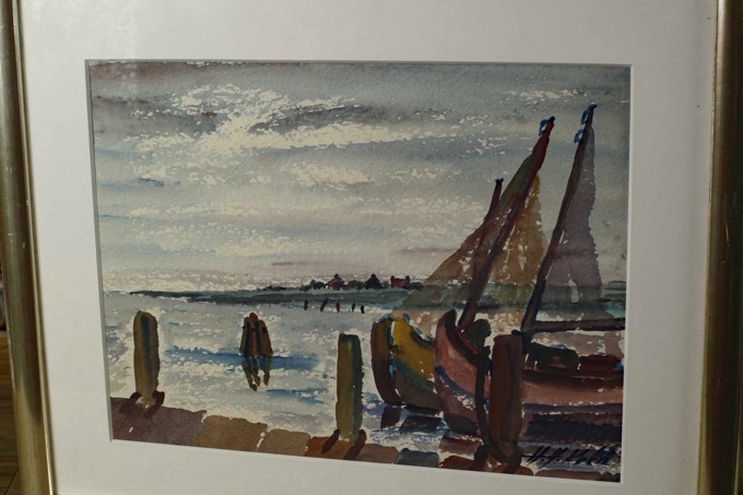 H H Kern Aquarell von 1967 Segelschiffe Boote