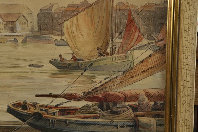 Hans Meinke Aquarell 1956 Hafen La Rochelle