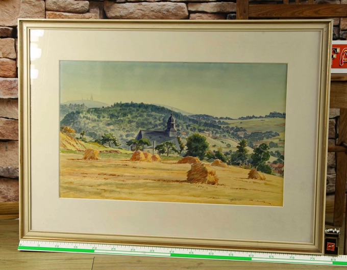 Hans Meinke Aquarell 1963 Kirche Arnoldshain Taunus