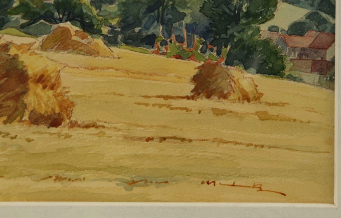 Hans Meinke Aquarell 1963 Kirche Arnoldshain Taunus