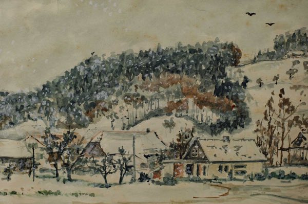 Helbling Aquarell Winter Landschaft Schnee
