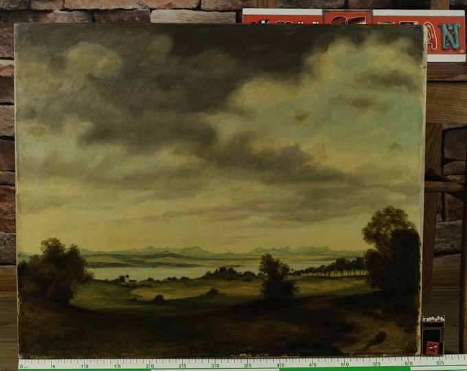 Hermann Gradl Ölgemälde antik Landschaft See