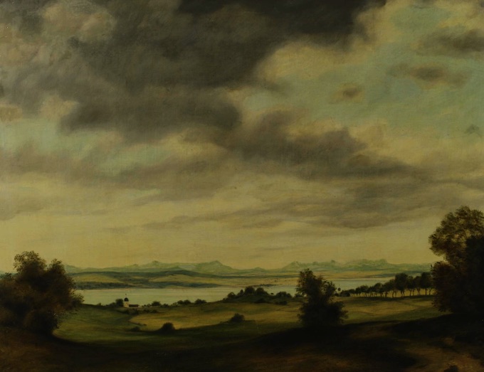 Hermann Gradl Ölgemälde antik Landschaft See