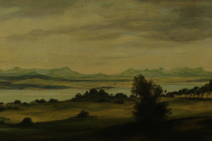 Hermann Gradl Ölgemälde antik Landschaft See