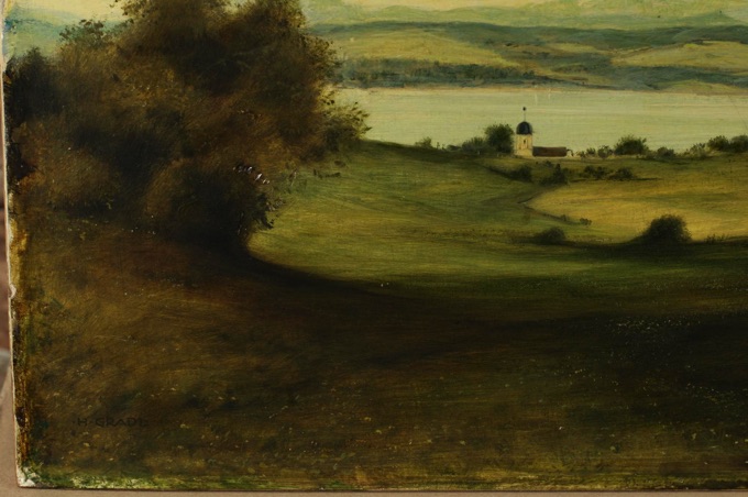 Hermann Gradl Ölgemälde antik Landschaft See