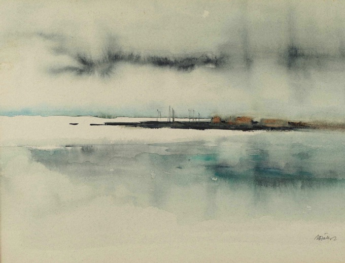 Ilse Beate Jäkel Aquarell Wasserlandschaft