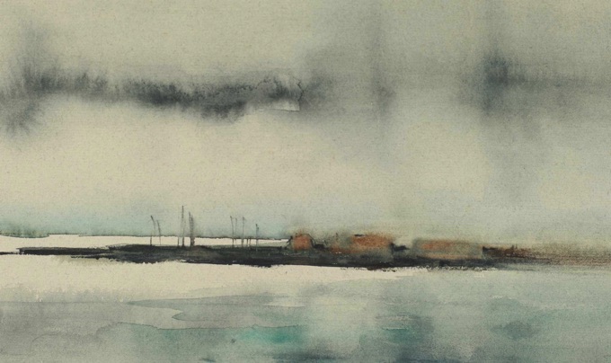 Ilse Beate Jäkel Aquarell Wasserlandschaft
