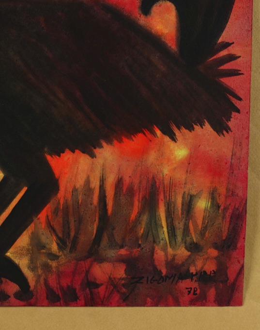 Jacques Zigoma Aquarell Vogel abstrakt 8