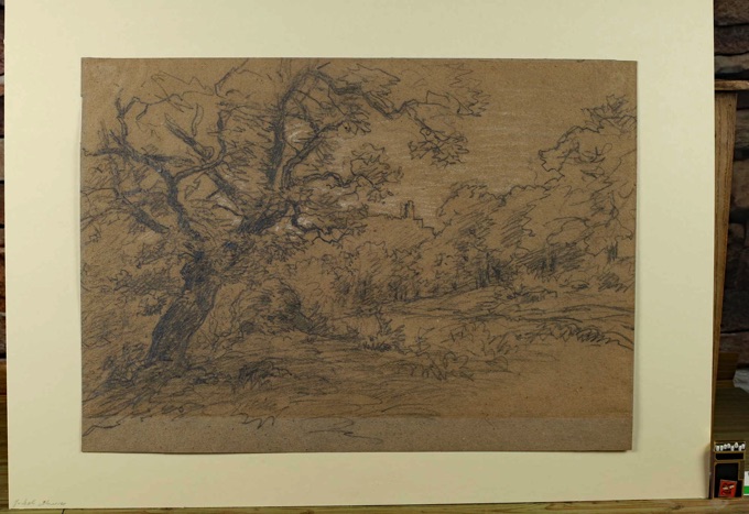 Jakob Maurer antike Zeichnung Wald Landschaft Burg