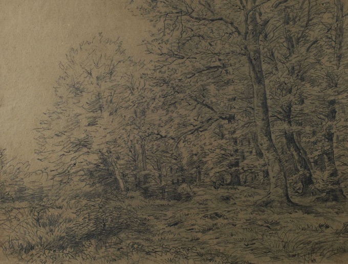 Jakob Maurer antike Zeichnung Wald Landschaft