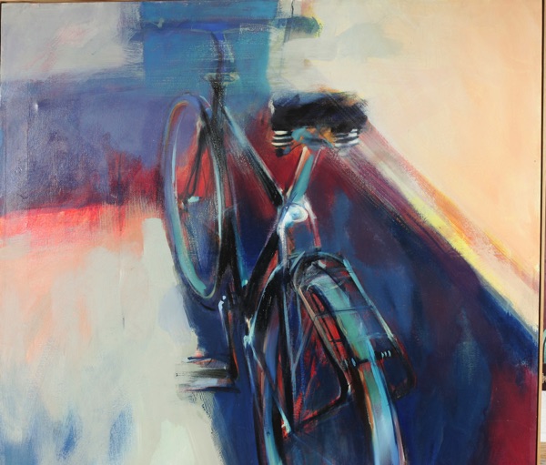 Jan Zwolicki Gemälde 1999 Fahrrad abstrakt Grossformat