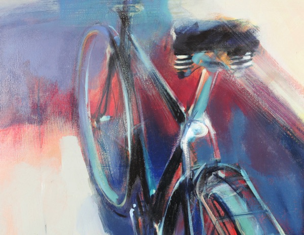 Jan Zwolicki Gemälde 1999 Fahrrad abstrakt Grossformat