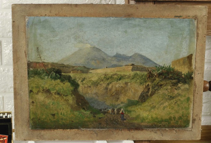 Johann Heinrich Limpert Ölgemälde antik Vesuv Landschaft