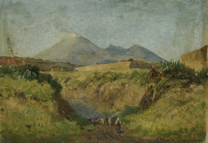 Johann Heinrich Limpert Ölgemälde antik Vesuv Landschaft