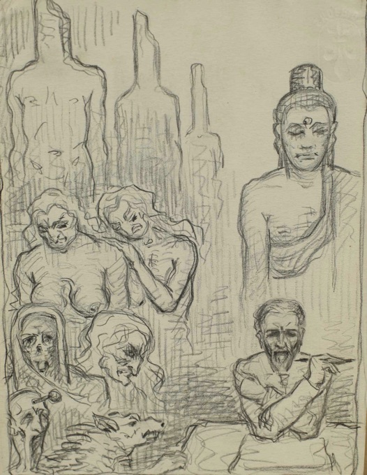 KOFRON Zeichnung antik Hexen Budda Selbst
