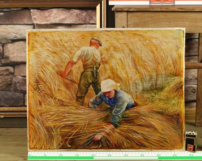 Karl Deppert Ölgemälde antik 1933 Kornernte