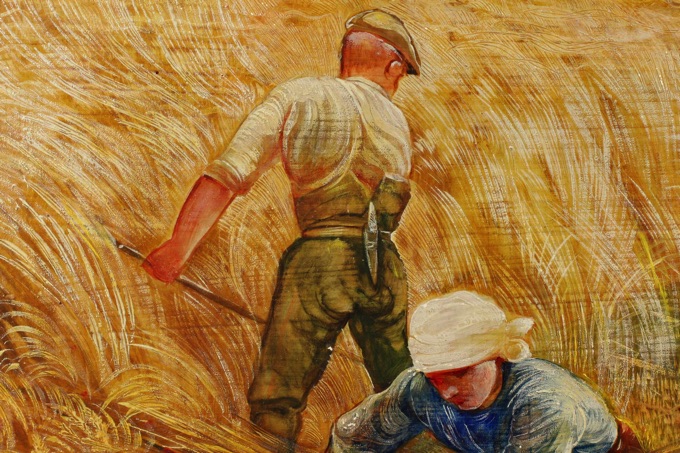 Karl Deppert Ölgemälde antik 1933 Kornernte