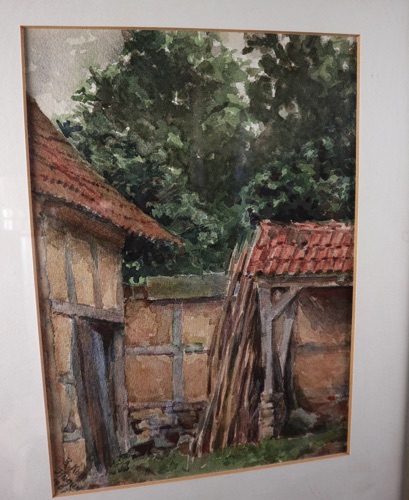 Koch Aquarell 1907 antik Scheune