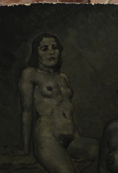 Kofron Ölgemälde antik Hexen Akt