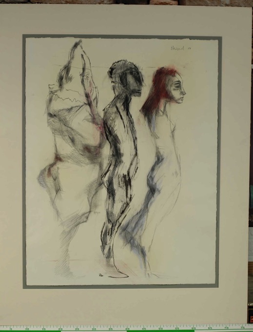 Kurt Steinel Zeichnung drei Clowns 1987