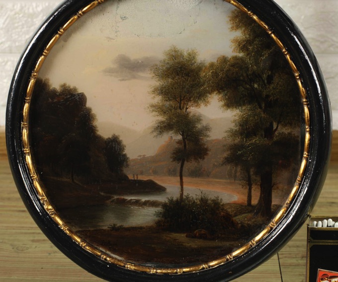 L Berger 1836 Hinterglas Malerei Landschaft Romantiker