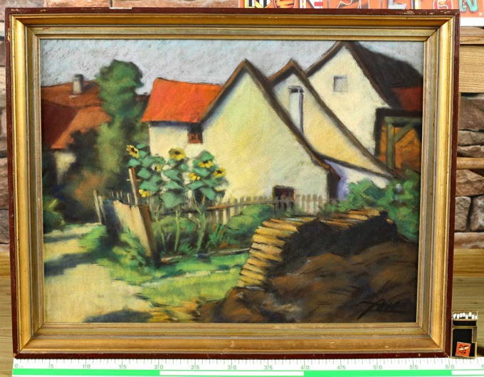 Laudenbach Pastell Malerei älter signiert
