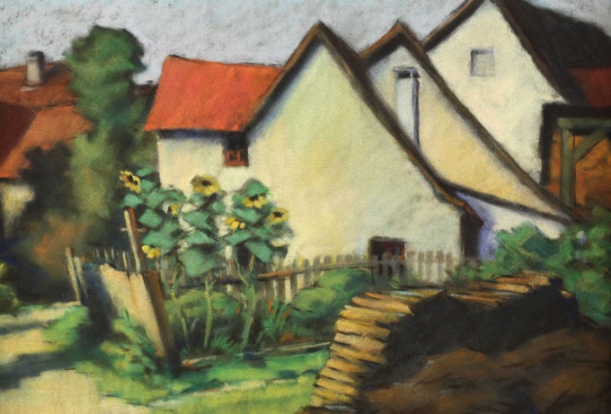 Laudenbach Pastell Malerei älter signiert