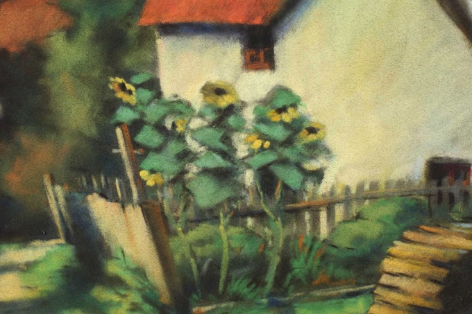 Laudenbach Pastell Malerei älter signiert