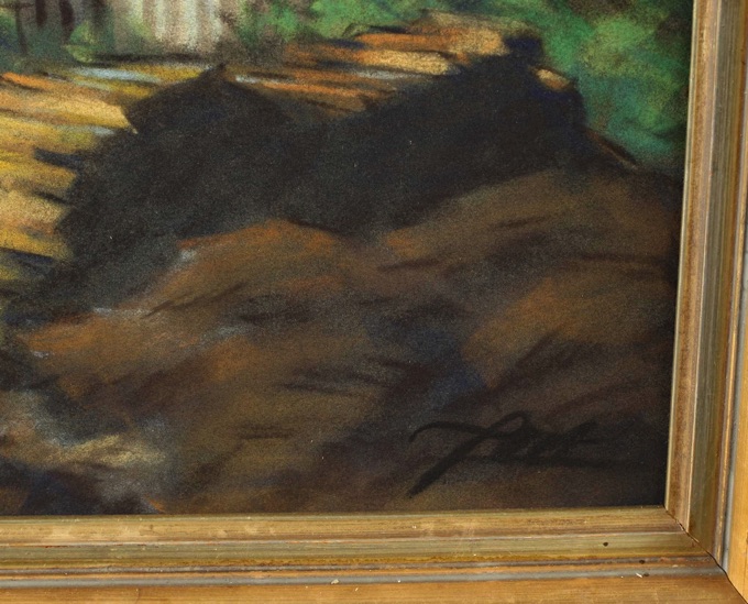 Laudenbach Pastell Malerei älter signiert
