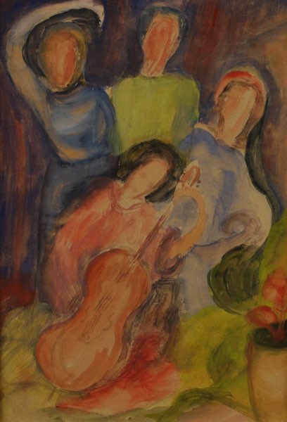 Leuenberger Aquarell 1950 Quartett