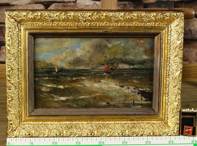 M Finne Ölgemälde antik Schiffe verstecktes Portrait