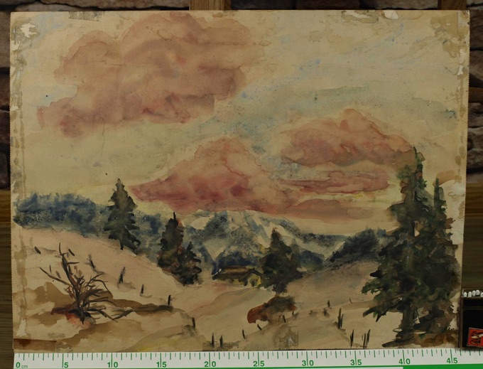 M Müller Aquarell antik Fischen im Allgäu