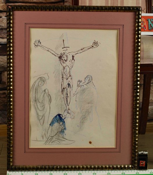 ältere Malerei Kreuzigung Jesus Christus Kreuz akademisch expressiv Aquarell
