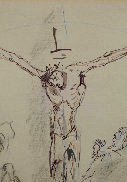 Mischtechnik antik expressiv Jesus Kreuzigung Gegenstück
