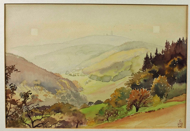 Monogramm G M antikes Aquarell Taunus grosser Feldberg