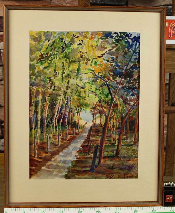 Monogramm HT Aquarell Wald 1955