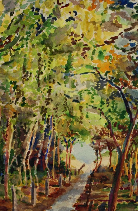 Monogramm HT Aquarell Wald 1955